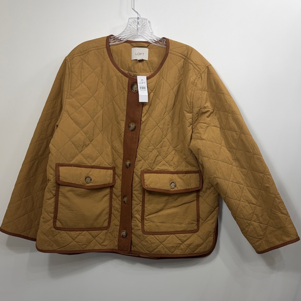 Loft Quilted Brown Field button down Jacket size … - image 1